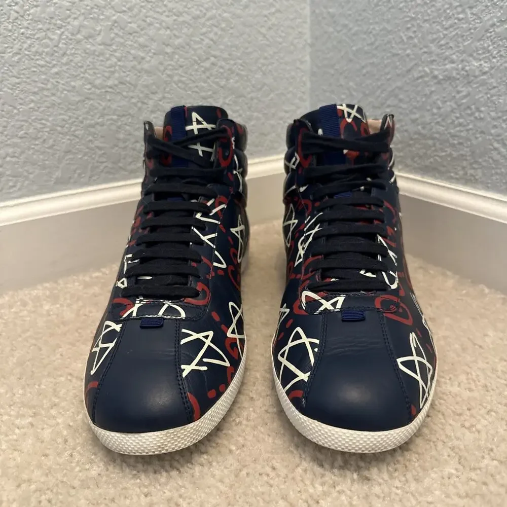 AUTHENTIC GUCCI GHOST HI TOP BLUE AGATA 448480 GG SZ 9 (fits USA SZ 10)